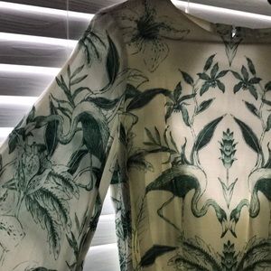 NWT Cream and Green Bell Sleeved Dress